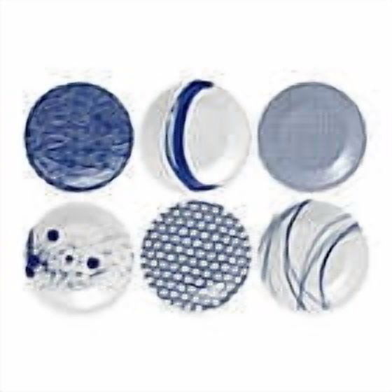 Royal Doulton 1815 Pacific Plate 6.3 inches, Blue Mixed Patterns, Set of 6, Porcelain