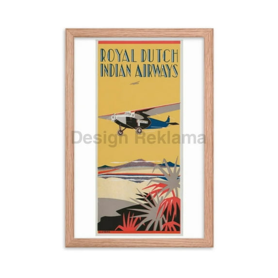Royal Dutch Indian Airways circa 1935. Framed Vintage Travel Poster. Signed Ludburg