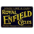 thumbnail image 1 of Royal Enfield Cycles Made Like A Gun Redditch England Vintage Retro Metal Decor Art Shop Aluminum 18"x24" Sign, 1 of 1