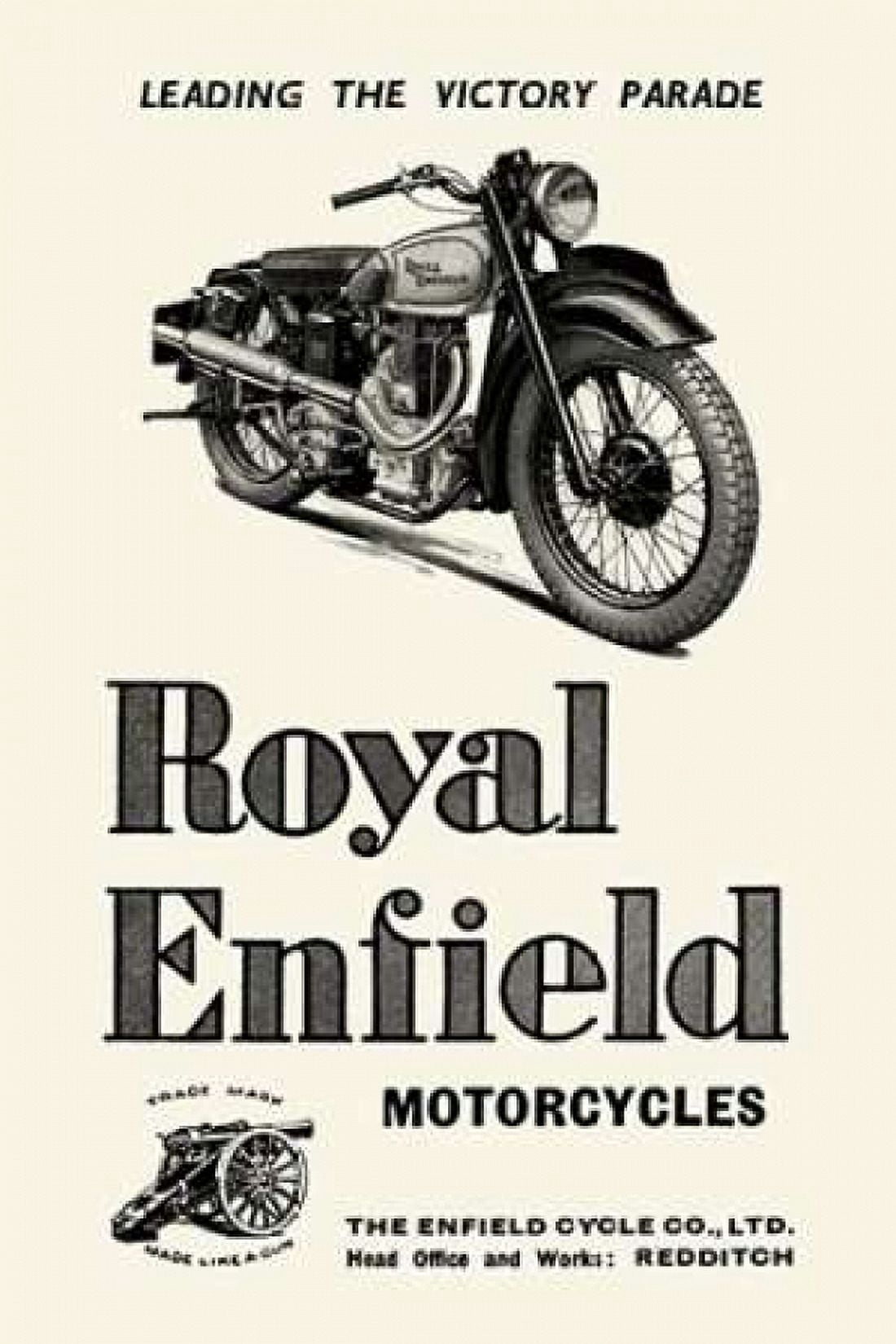 Royal Enfield Motorcycles Leading the Victory Parade Canvas Art - Unknown (24 x 36)