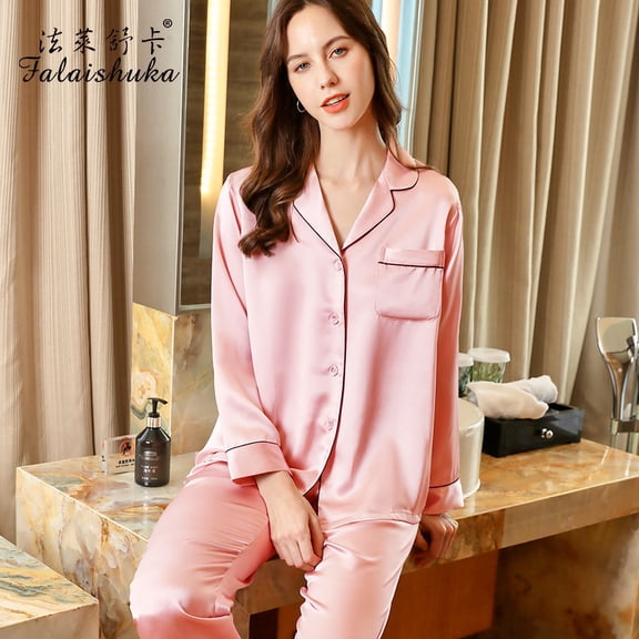 Royal Exclusive 19mm Silk Pajamas Women's Spring/Summer Mulberry Silk Home Clothes Long Sleeve Silk Two Piece Set