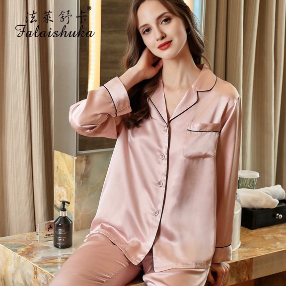 Royal Exclusive 19mm Silk Pajamas Women's Spring/Summer Mulberry Silk Home Clothes Long Sleeve Silk Two Piece Set