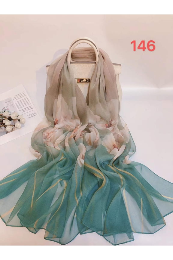 Royal Exclusive New Fashionable Printed Silk Scarf Shawl 100% Mulberry Silk Women's Spring and Autumn Thin Silk Scarf