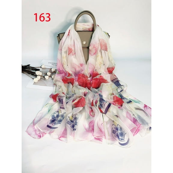 Royal Exclusive New Fashionable Printed Silk Scarf Shawl 100% Mulberry Silk Women's Spring and Autumn Thin Silk Scarf