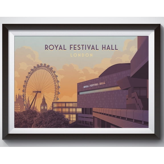 Royal Festival Hall Poster, London, South Bank Centre, London Eye, River Thames, London Architecture, Modernist, Hayward Gallery, Bfi London Wall Art, Modern Wall Decor, 8x12 UNFRAMED