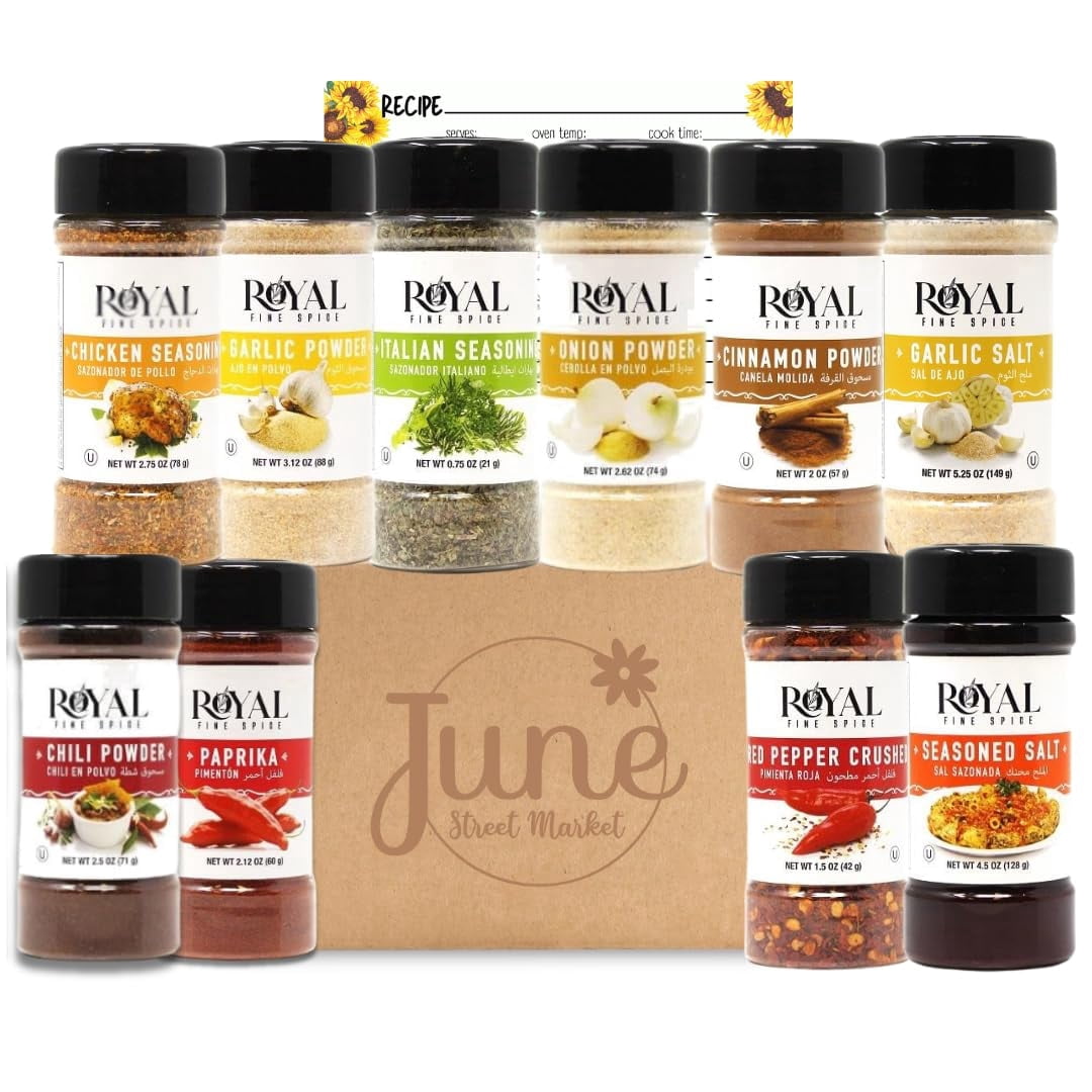 Royal Fine Spice Variety Pack – 10 Seasonings: Chicken, Garlic Powder, Italian, Onion, Cinnamon, Garlic Salt, Chili, Paprika, Red Pepper, Seasoning Salt