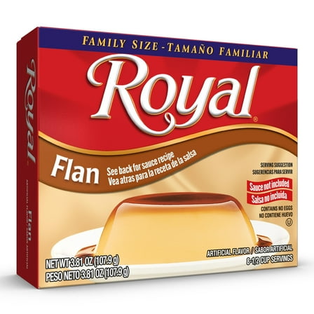 Royal Flan Instant Dessert Mix, No Caramel Sauce Included, 3.8 oz Family Size Box, 8.5 Servings