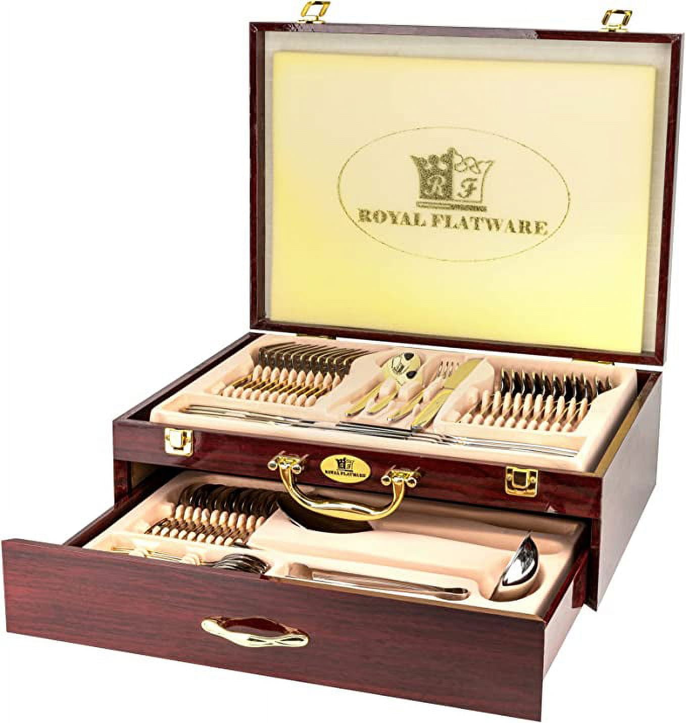 Royal Flatware RF3014/65, Gold/Laser' 65Piece Silverware Flatware Set