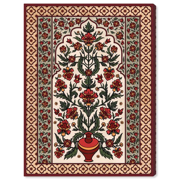 Royal Floral Mat Canvas Oriental Wall Decor by Art Remedy, Gallery Wrapped, 30 x 36