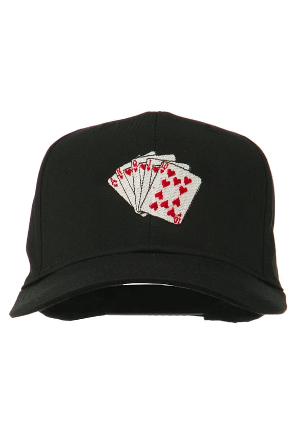Royal Flush Embroidered Cotton Twill Cap - Black OSFM