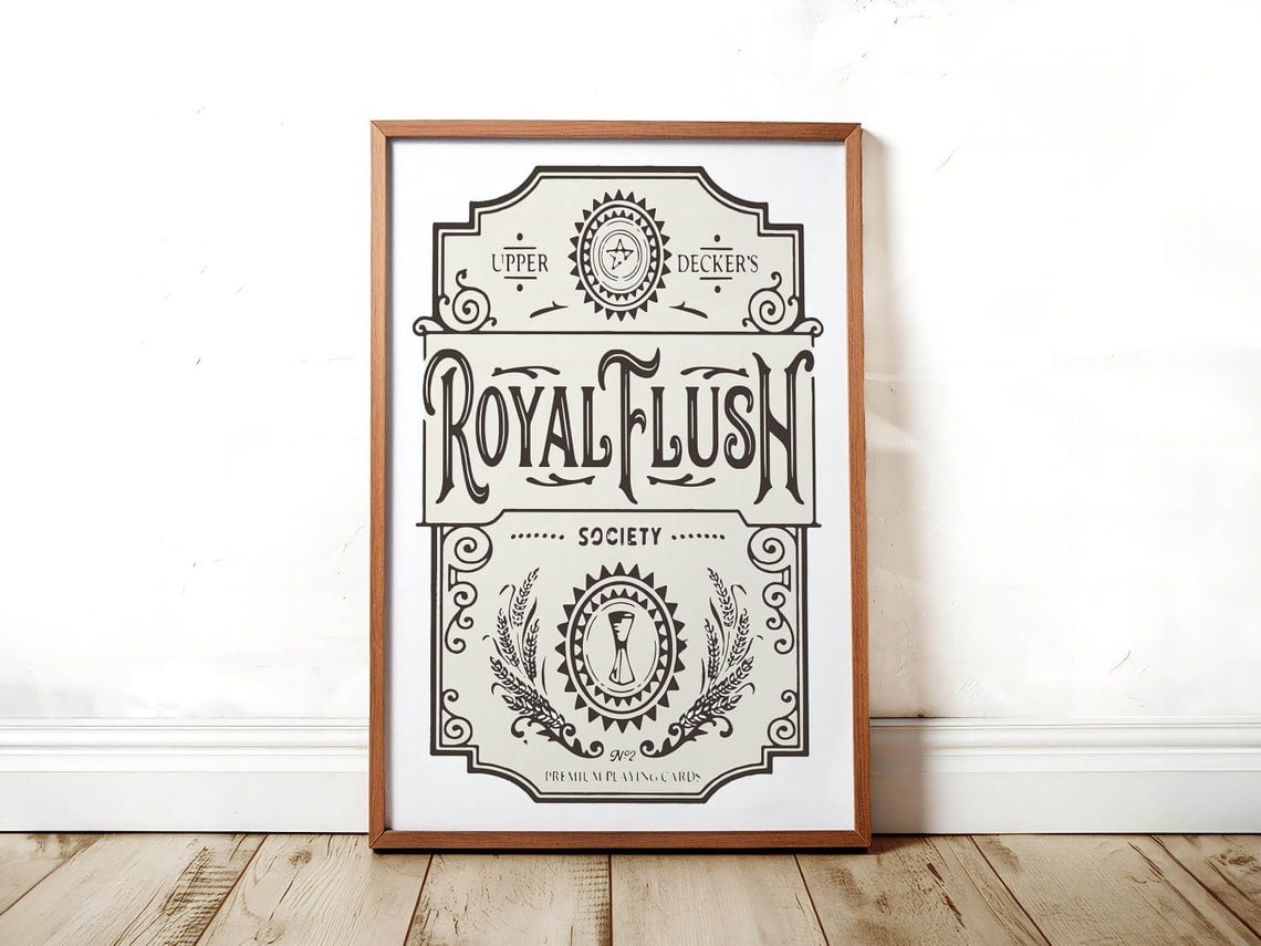 Royal Flush Playing Card Poster Vintage Style Restroom Art, Stretched ...