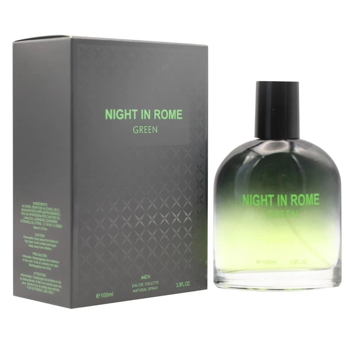 Night in Rome Green 3.3 oz Eau de Toilette Spray Perfume for Men
