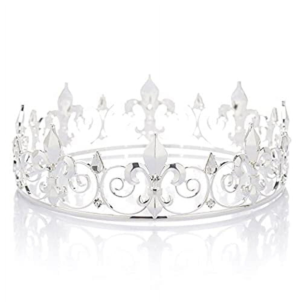 Royal Full King Crown Metal Crowns And Tiaras For Cosplay Homecoming Prom Party Decorations Wedding Birthday Gifts Men Black With White Rhinestone