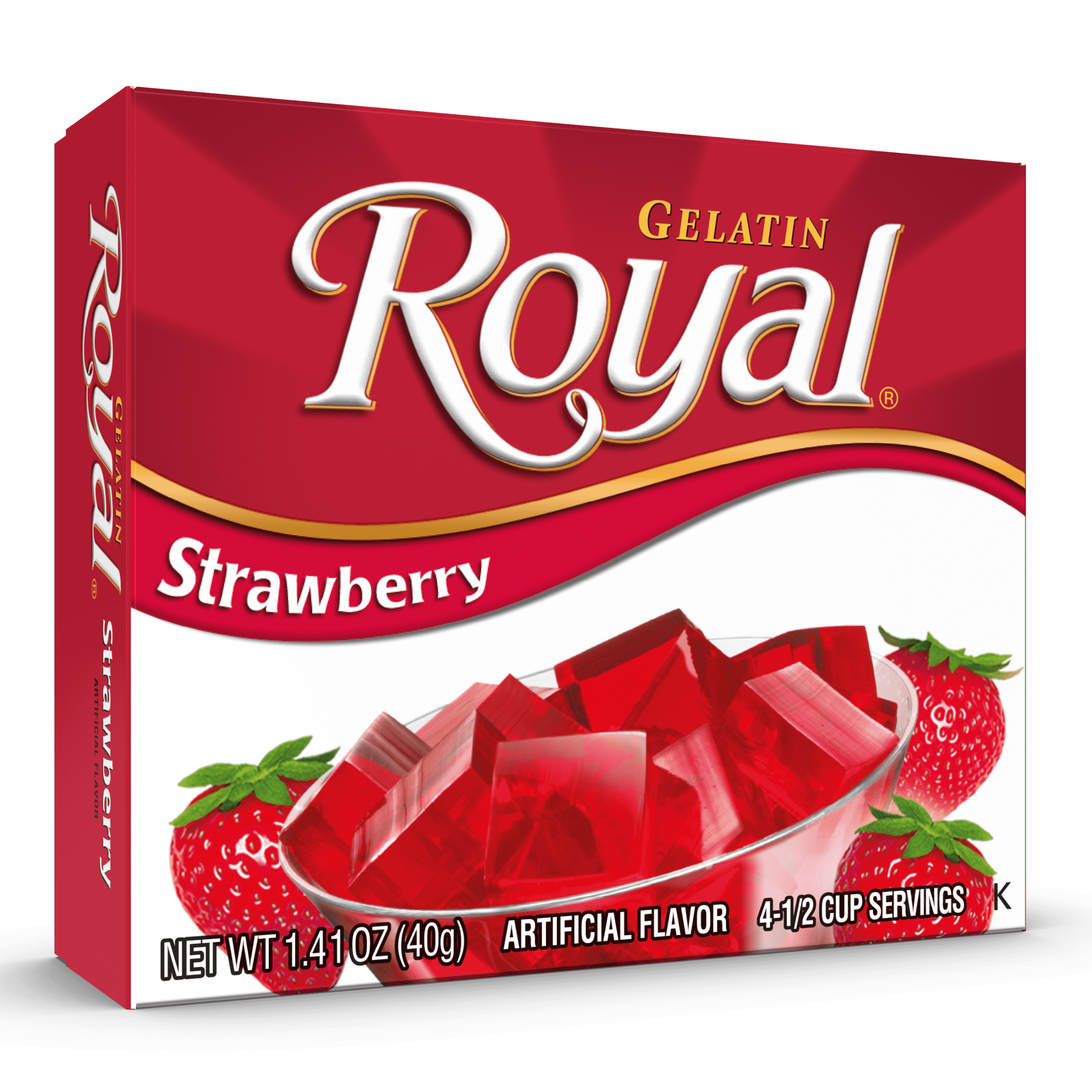 Royal Gelatin Strawberry Gelatin Mix, 4 Servings, 1.41 oz Box