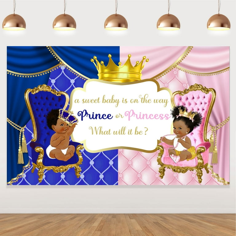 Royal Gender Reveal Backdrop Baby Shower Decorations, Prince or
