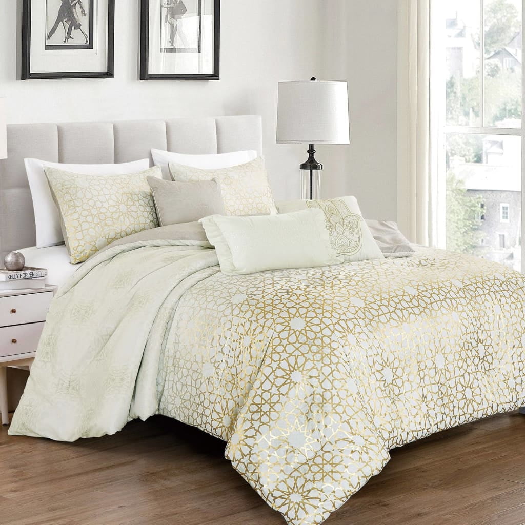 Royal Gold Jacquard Comforter 6 Piece Set