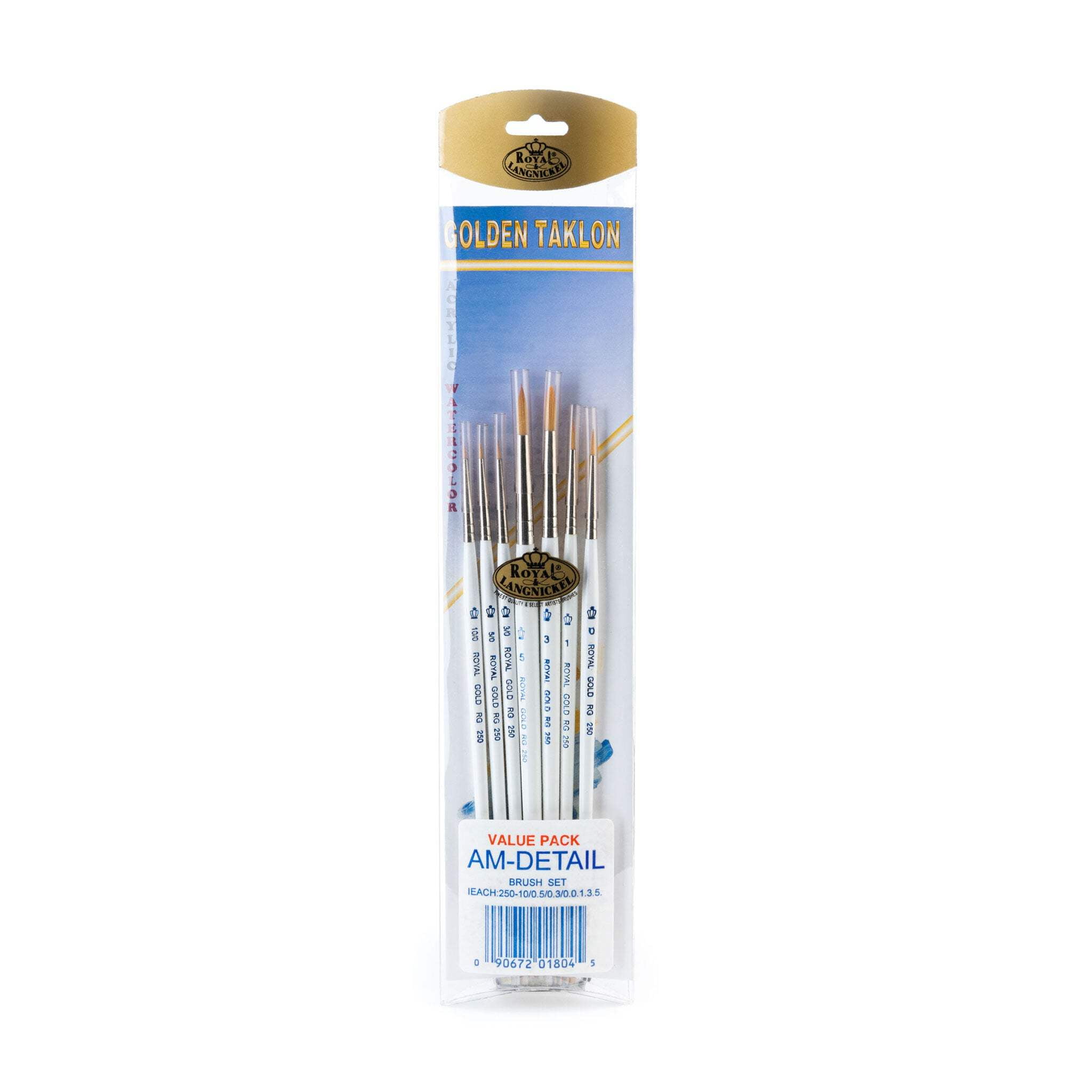 Royal & Langnickel Royal Gold Short Handle Paint Brush Set, Detail, 7-Piece