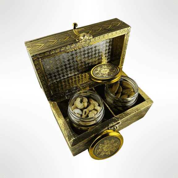 Royal Golden Minakari Snack Box: Exquisite Handcrafted Dry Fruit and Snack Storage