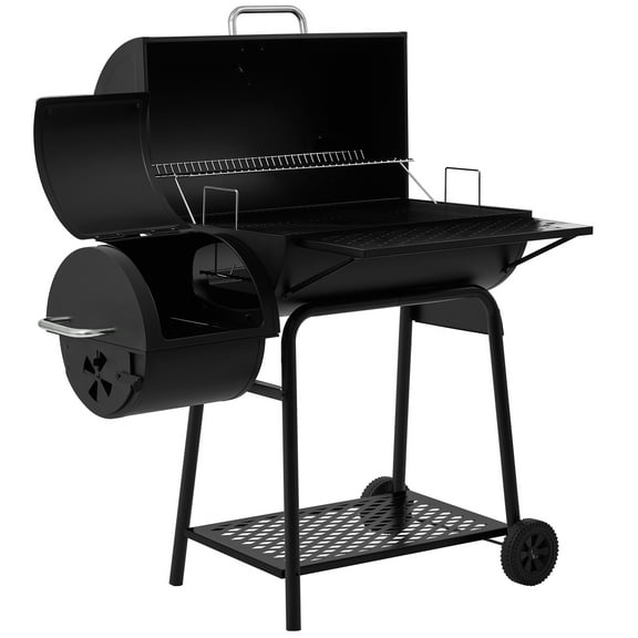 Royal Gourmet 30" CC1830F Barrel Charcoal Grill with Offset Smoker,Charcoal Grill for Outdoor Grilling and Backyard Cooking, Black