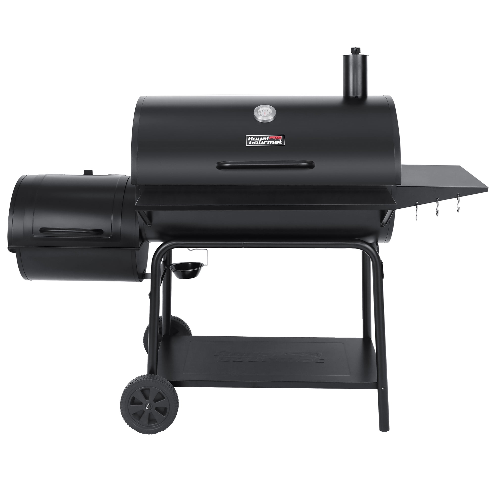 Royal Gourmet 36" Charcoal Barrel Grill with Offset Smoker - Thumbnail 2