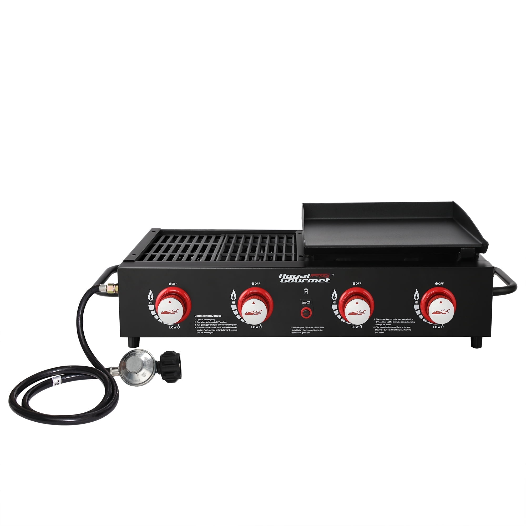 Royal Gourmet 4-Burner Black Portable Gas Grill and Griddle Combo