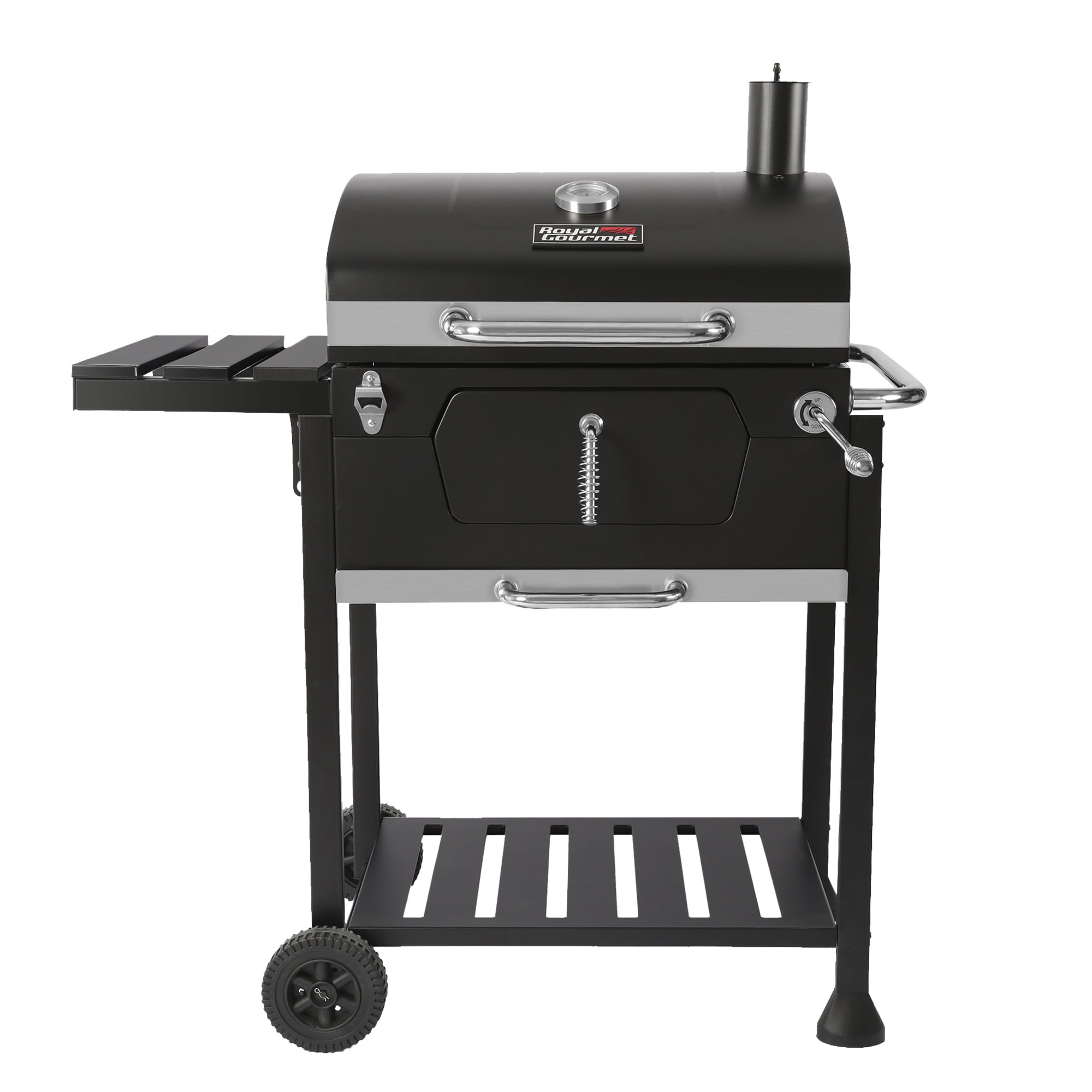 Royal Gourmet 24-Inch Black Barrel Charcoal Grill with Side Table