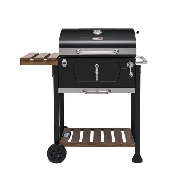 Royal Gourmet CD1824M 24" Charcoal Grill with Handle and Folding Table,Perfect for Outdoor Patio, Garden and Backyard Grilling, Black
