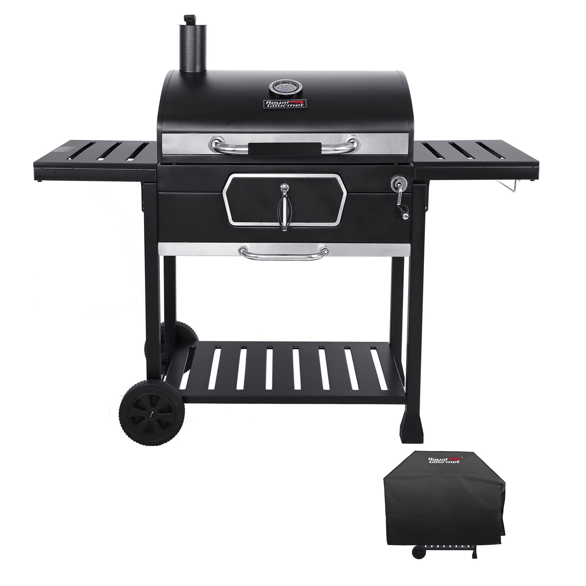Royal Gourmet CD2030AC Deluxe 30-Inch Charcoal Grill with Cover, BBQ Smoker Picnic Camping Patio Backyard Cooking, Black