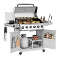 thumbnail image 1 of Royal Gourmet GA6406W 6-Burner BBQ Gas Grill, with Sear Burner and Side Burner, Cabinet Style Grill, 74,000 BTU, White, 1 of 10