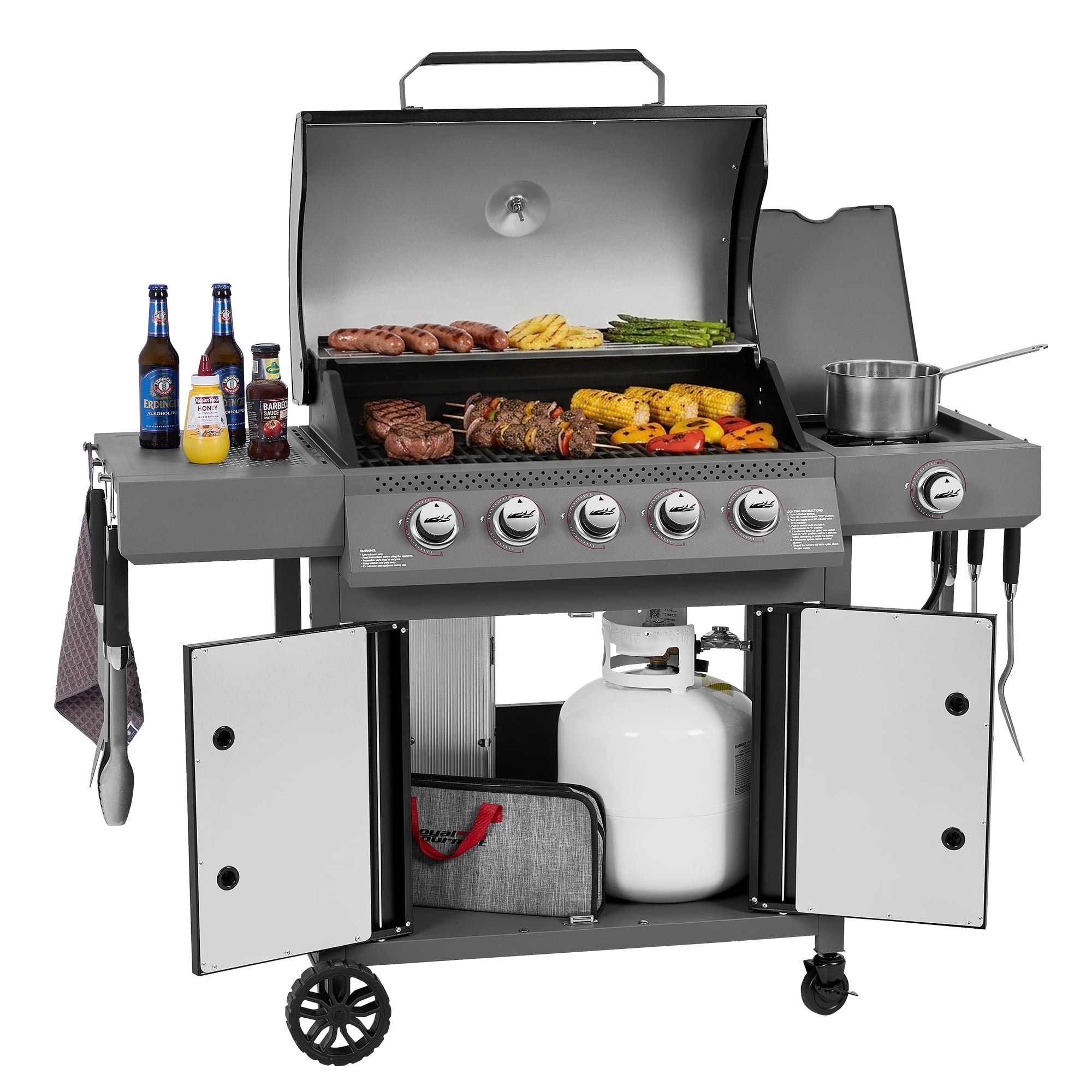 Royal Gourmet GE5001H 5-Burner Gas Grill with Side Burner for Backyard Cooking, Black