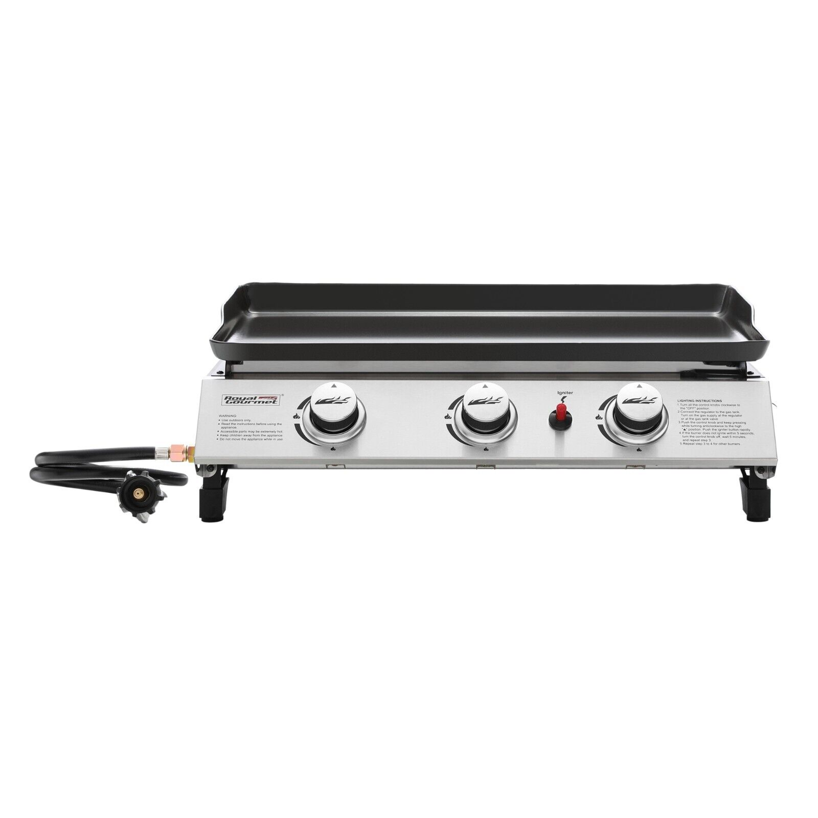 Royal Gourmet Gas Grill Tabletop Griddle Portable 3Burner for Outdoor