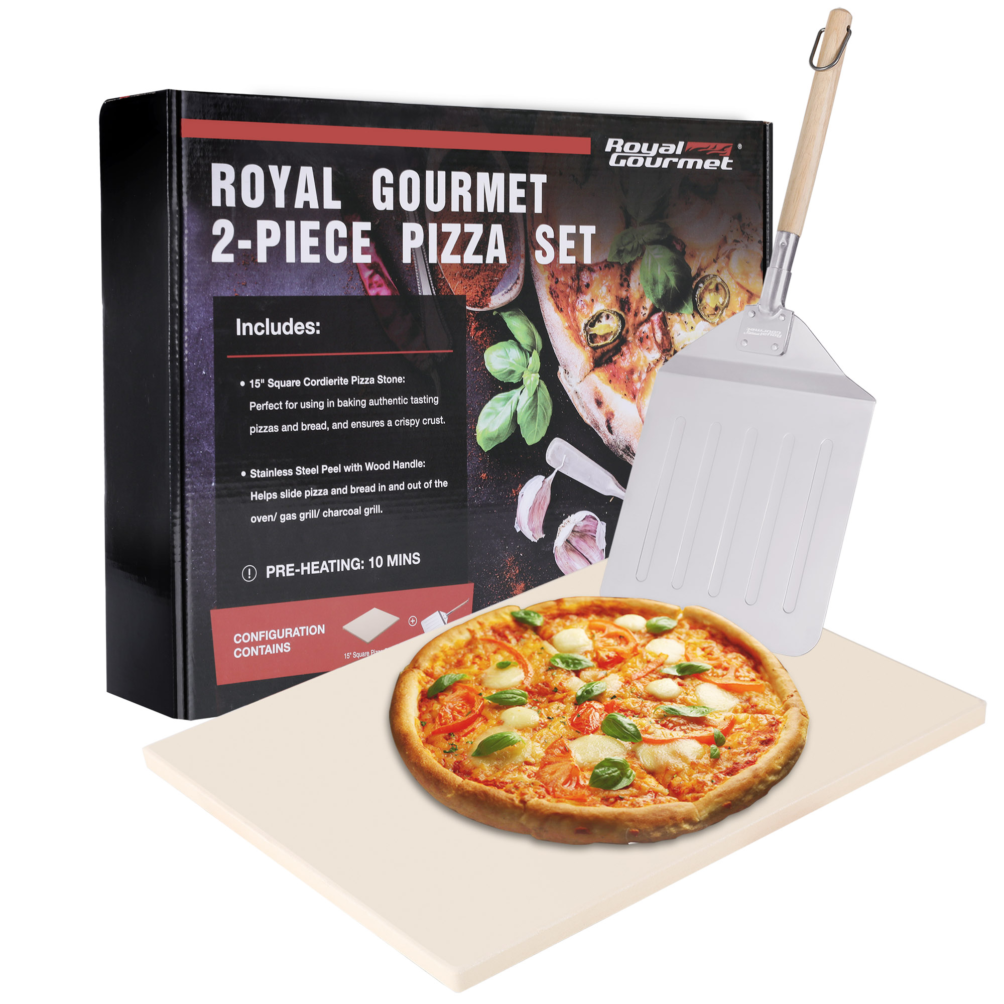 Royal Gourmet KSF1507 15" 2-Piece Pizza Stone Set for Grill and BBQ - image 1 of 8