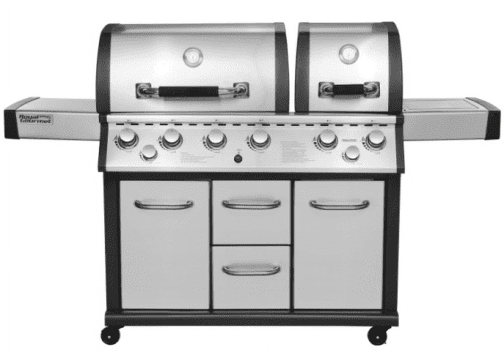 Royal Gourmet Mirage MG6001-R Two Split Lid 6-Burner Propane Infrared Burner Gas Grill, with Side Burner, 96000 BTU, with Cover Included - image 1 of 9