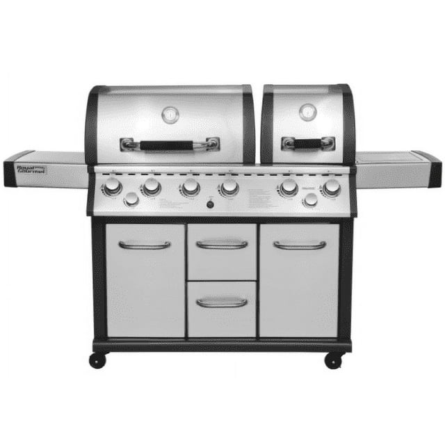 Royal Gourmet Mirage MG6001-R Two Split Lid 6-Burner Propane Infrared Burner Gas Grill, with Side Burner, 96000 BTU, with Cover Included