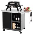 thumbnail image 1 of Royal Gourmet PC3201S Movable Kitchen Cart, 43" L x 24" W Stainless Steel Countertop, for Indoor & Outdoor Use, Black, 1 of 11
