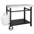 thumbnail image 1 of Royal Gourmet PC3401S Double Shelf Movable Dining Cart Work Table with Handle Outdoor Kitchen Prep Trolley Storage, 1 of 9