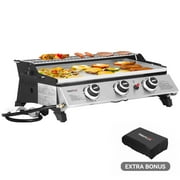 Royal Gourmet PD1303S 24-Inch Stainless Steel Portable Tabletop Griddle with Warming Rack