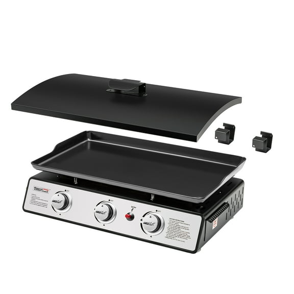 Royal Gourmet PD2301S 24" 3-Burner Portable Gas Griddle with Top Hard Cover