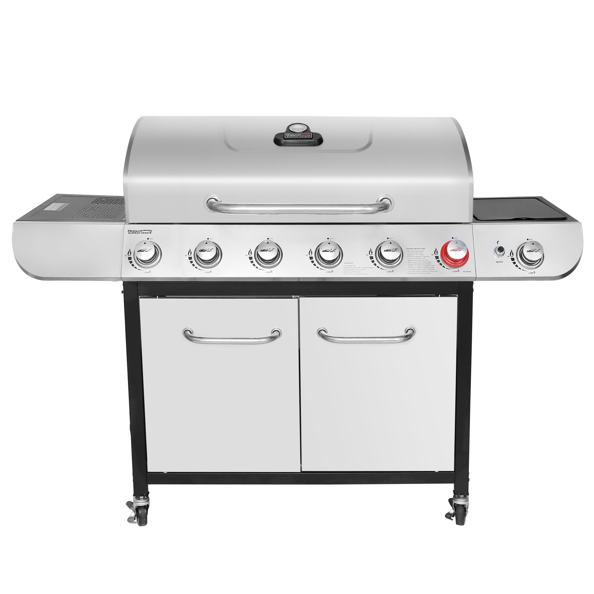 Royal Gourmet SG6002 Classic 6-Burner 71000-BTU LP Gas Grill with Sear Burner and Side Burner, Stainless Steel - image 1 of 8
