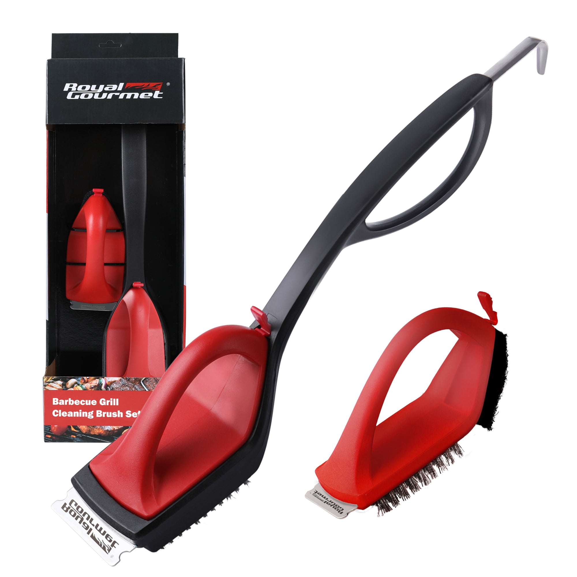 Royal Gourmet Red and Black Grill Cleaning Brush Set with Scraper