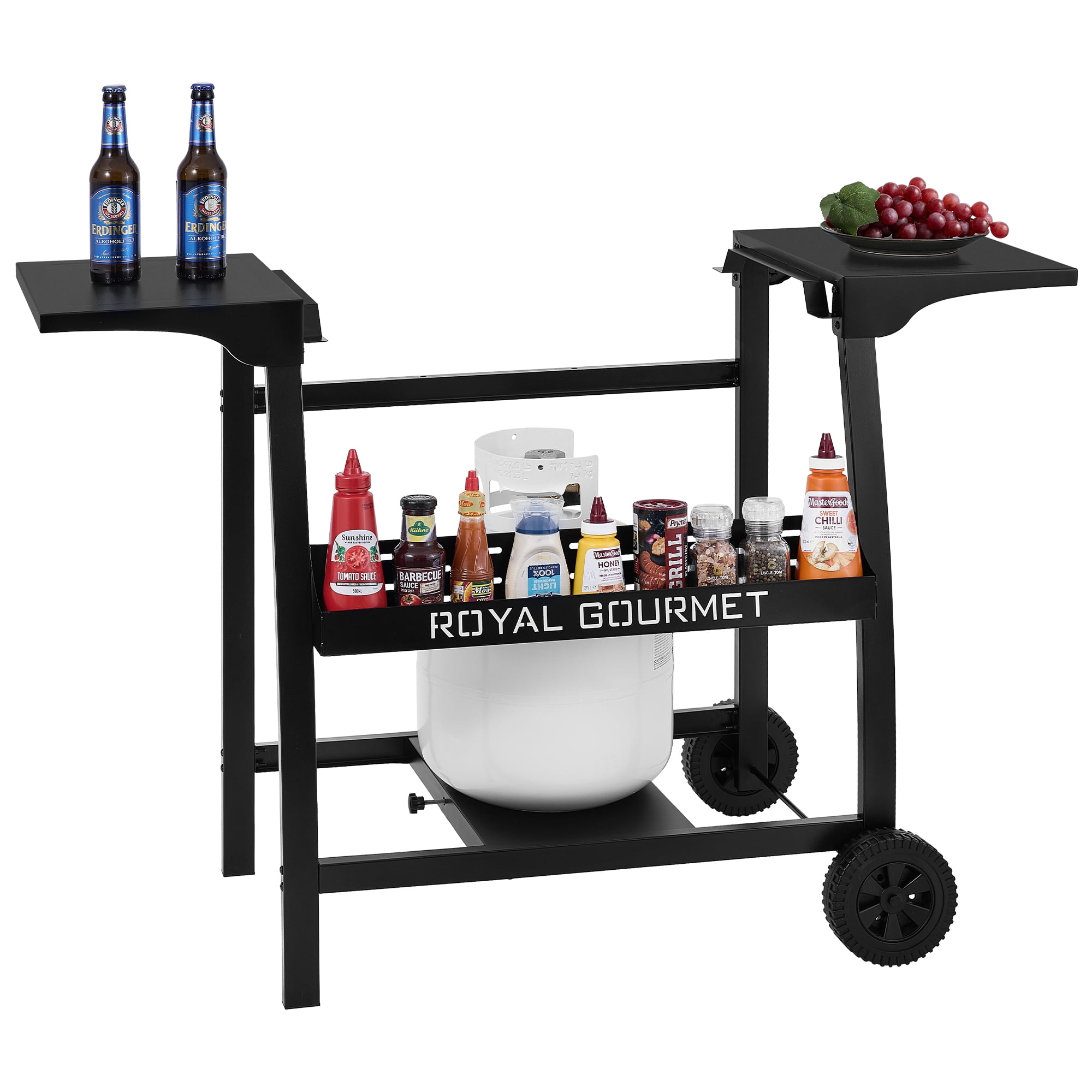 Royal Gourmet Tabletop Griddle Stand with Basket and Side Shelves for Outdoor and Patio Grilling, Black