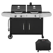 Royal Gourmet ZH3002C 2-Burner 25,500-BTU Dual Fuel Cabinet Gas and Charcoal Grill Combo with Cover