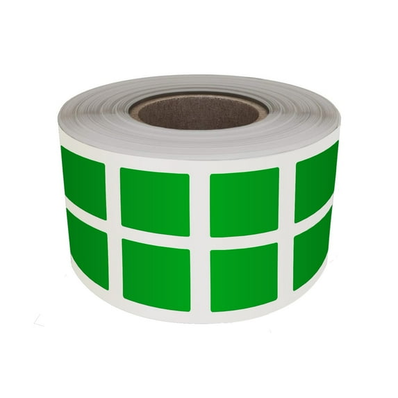 Royal Green 1" Square Sticker Inventory Labels for Identification and Marking Green Sticker Roll 25mm x 25mm - 1000 Pack
