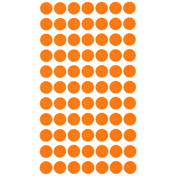 Royal Green 15mm Removable Stickers Dots in Neon Orange 1.5cm (Approx 5/8 inch) - 385 Pack