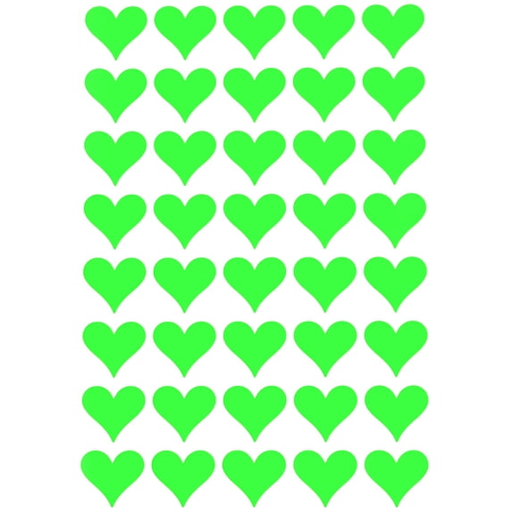 Royal Green 19MM (3/4") Neon Sticker Hearts Labels Embellishments for Stationary, Party Suppies, Party Favors and Gift Wrappings - 1000 Pack