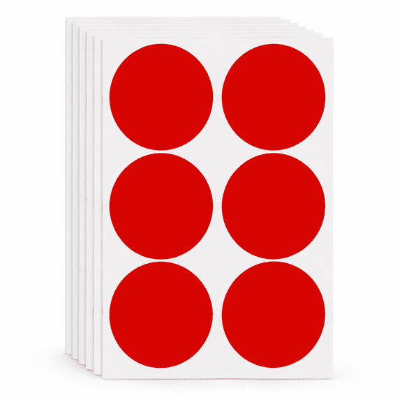 Royal Green 2" Round Adhesive Labels, Red Dot Stickers 50mm - 180 Pack