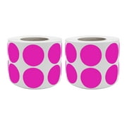 Royal Green 3/4" Fluorescent Pink Colored Dot Stickers (19MM) 2100 Labels on 2 Rolls