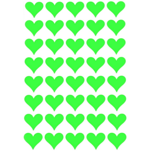 Royal Green 3/4 inch Colored Hearts Sticker for Kids Great Heart Labels for Crafting, Arts amd Scrapbooking in Neon Green 19mm (1.9cm) - 200 Pack