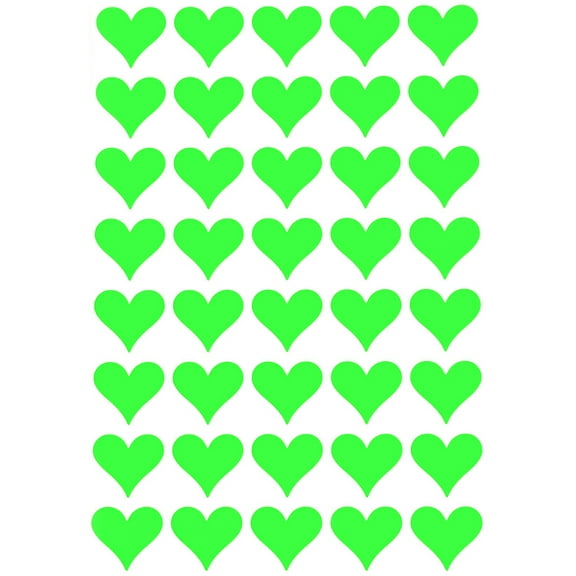 Royal Green 3/4 inch Sticker Hearts Envelope Seals for Invitations, Favors, Arts and Crafts Embellishments for Parties in Neon Green 19mm (1.9cm) - 400 Pack