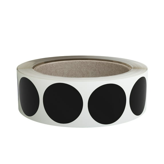 Royal Green 38mm Black Circle Stickers Adhesive Label Roll 1.5 inch - 600 Pack